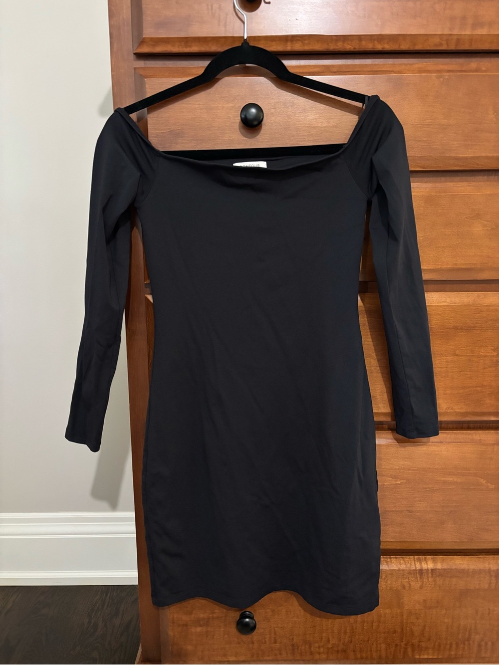Aritzia Black Off-the-Shoulder Long Sleeve Dress